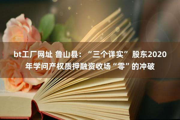 bt工厂网址 鲁山县:“三个详实” 股东2020年学问产权质押融资收场“零”的冲破