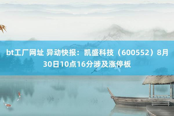 bt工厂网址 异动快报:凯盛科技(600552)8月30日10点16分涉及涨停板