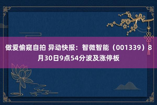 做爱偷窥自拍 异动快报:智微智能(001339)8月30日9点54分波及涨停板