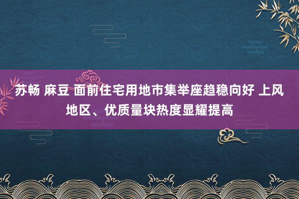 苏畅 麻豆 面前住宅用地市集举座趋稳向好 上风地区、优质量块热度显耀提高