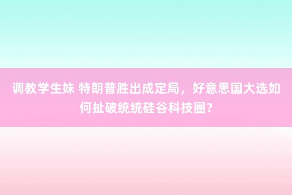 调教学生妹 特朗普胜出成定局,好意思国大选如何扯破统统硅谷科技圈?