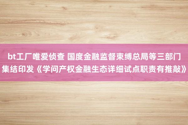 bt工厂唯爱侦查 国度金融监督束缚总局等三部门集结印发《学问产权金融生态详细试点职责有推敲》