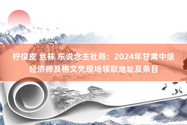 柠檬皮 丝袜 东说念主社局：2024年甘肃中级经济师及格文凭现场领取地址及条目