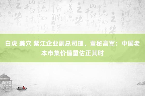 白虎 美穴 紫江企业副总司理、董秘高军：中国老本市集价值重估正其时